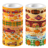 ZAKHSE Washi Tape, 12 Rolls Thanksgiving Washi Tape Set, 0.6 Inch Maple Leaves Pumpkin Decorative Masking Tape, Colorful Fall-th