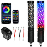 VI9000 2 Pack 1FT Fat Whip Lights, LED Whip Lights with App & Remote Control, Spiral RGB Chasing Lighted Antenna Whips with Rock