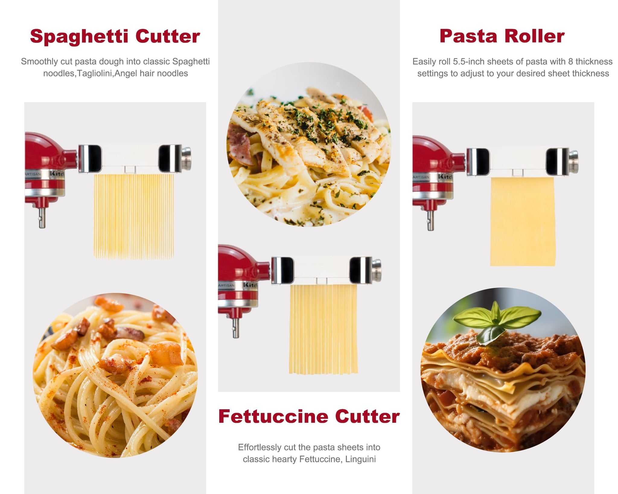 Meat Grinder Pasta Maker Attachment for ALL Kitchenaid Stand Mixers,for Kitchen aid Mixer Accessories Includes Metal Meat Grinde