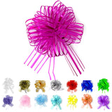 Allgala 12-PC 4 Inch Medium 3CM Organza Ribbon Pull Flower Bow for Gift Wrapping Baskets Wedding D cor - Fuchsia-GP90611