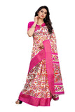 Anni Designer Women'S Linen Cotton Printed Saree With Blouse Piece (Afrin Pink_Pink),Pink,Free