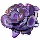 Rockcloud 5 Pcs Polished Thin Agate Slice Pendants with Drilled Holes for Jewelry, Necklaces and Bracelets,Purple