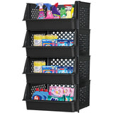 TidyFriend Plastic Stackable Bins for Pantry, 4 Pack Large Stacking Bins Open Front Kitchen, and Bathroom Organization, Open Fro