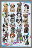 Trends International Keith Kimberlin - Puppies - Headphones Wall Poster, 14.725 x 22.375, Barnwood Framed Version