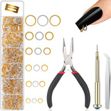 1014 Pieces Nail Dangle Charm Piercing Tool Hand Drill, Nail Charms 6 Sizes Jump Ring Connector with Jump Ring Open Close Tool P