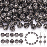 200pcs 10mm Rhinestone Beads for Jewelry Making, Hematite Shiny Round Disco Ball Beads Bulk, Sparkle Crystal Clay Christmas for 