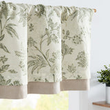 jinchan Floral Valance Curtain Linen 16 Inch Farmhouse 1 Panel Sage