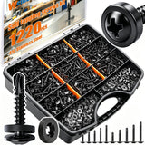 weideer 1220pcs #8#10 Self Tapping Screws for Metal,410 Stainless Steel Screws Assortment Kit, Black Oxide Truss Head Quick Tapp