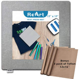 ReArt Heat Press Mat 17 x 17 for Cricut Easypress Both Sides Applicable - Mat for Heat Press Machines and HTV and Iron On Projec