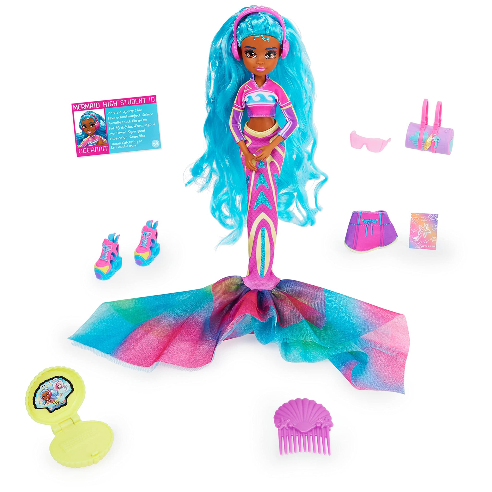 MERMAID HIGH, Oceanna Deluxe Mermaid Doll & Accessories with Removable Tail, Doll Clothes and Fashion Accessories, Kids Toys for