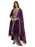 Libas Women'S Organza Kurta Set (99366_Burgundy_L)