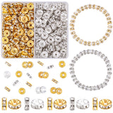 TINKRSTUFF 200 pcs 8mm Spacer Beads for Crafting, Silver and Gold Rondelle Bead Bulk, Fancy Sparkle Crystal Rhinestone Spacer Be