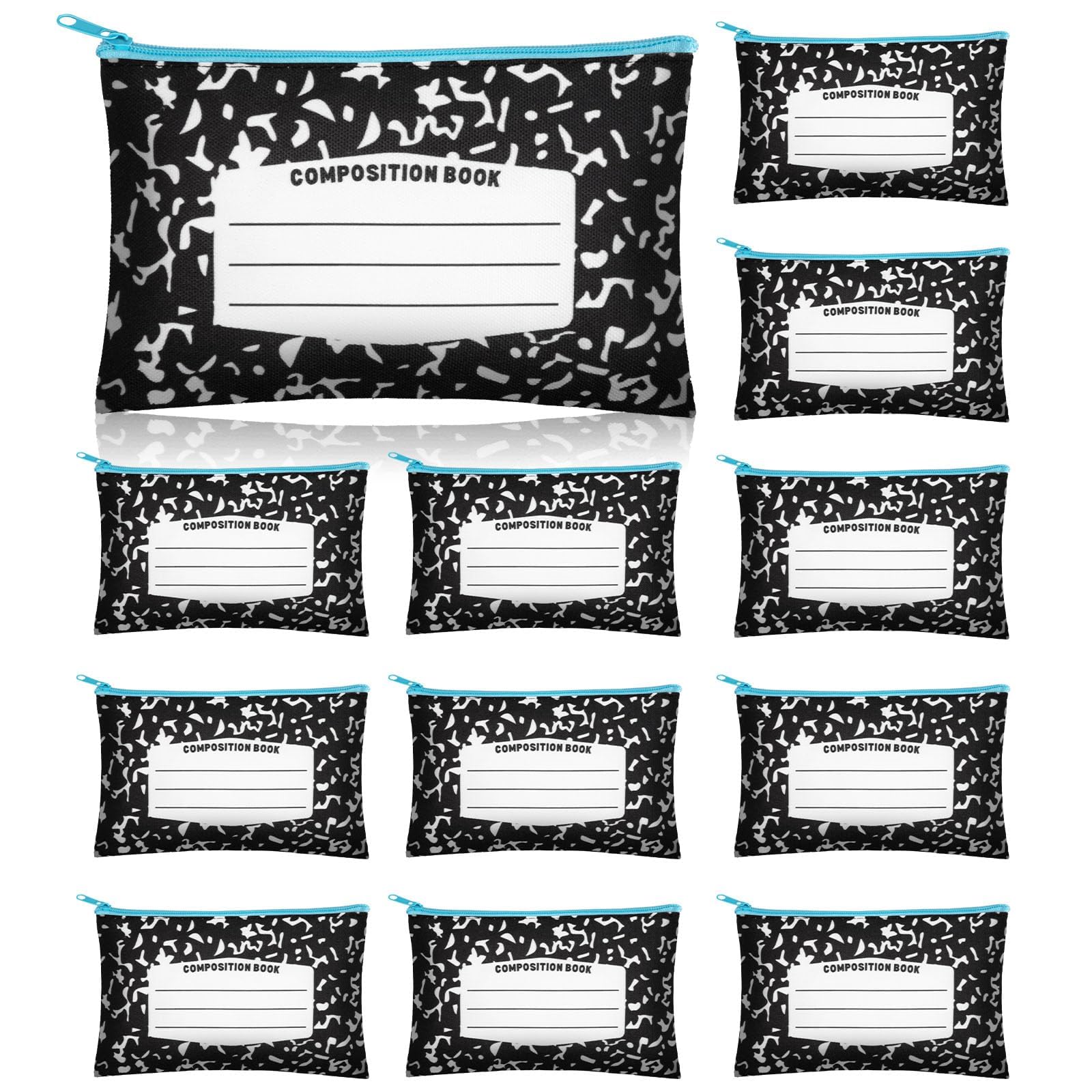 Demonwer 12 Pcs Back to School Gifts Pencil Case Notebook Patterns Pencil Pouch Cute Pencil Box Pencil Bag for Classroom Prize B