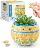 PieceRelax 3D Puzzle Planter 80 Pieces - Summer Blossoms, Home Decor Flower Pots for Indoor Cactus, Succulents Pots [K1126]