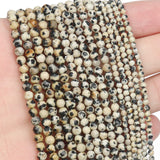 Song Xi 120pcs 3mm Natural Dalmatian Gemstone Beads Faceted Round Loose Stone Beads for Jewelry Making (1 Strand)