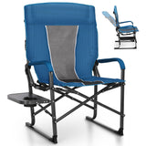 ALPHA CAMP Adjustable High Back Director Chair Heavy Duty Camping Chairs with Side Table Oversized Folding Chair Outdoor Chair w