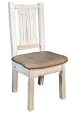 Montana Woodworks Homestead Collection Dining Side Chair, Clear Lacquer Finish With Upholstered Seat, Buckskin Pattern
