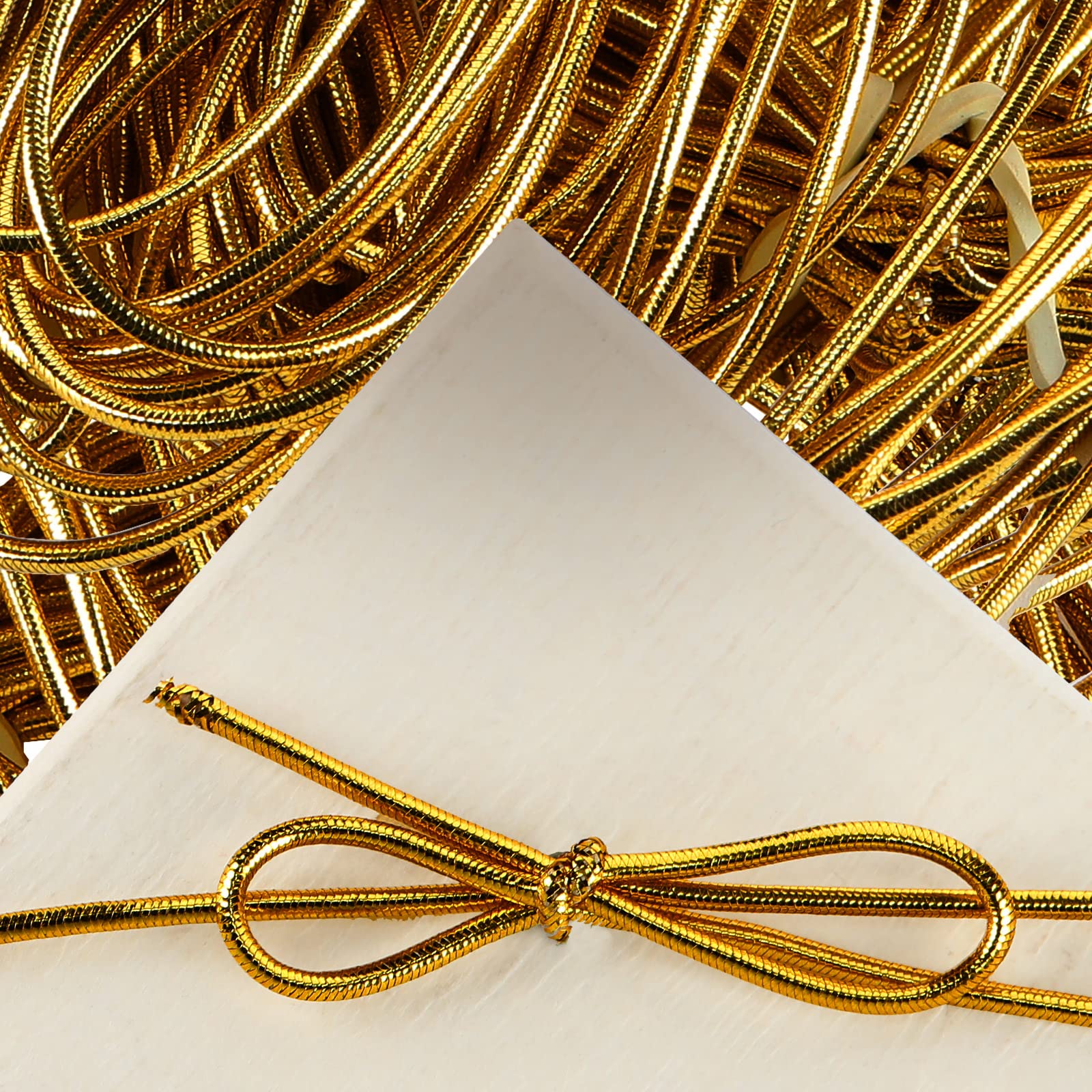 Jutom 100 Pcs Stretch Loops 16 Metallic Elastic Cord, Pre Tied Ornament Strings, Elastic Ribbon for Tags, String Bows for Christ