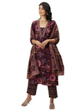 Libas Women'S Pure Cotton Kurta Sets (99201_Burgundy_S)