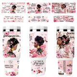 Rngmsi UV DTF Cup Wrap - 3 Set Black Women UV DTF Cup Wrap for 40 oz Tumbler, African American Black Girl Inspirational Uvdtf De