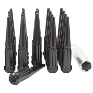 Wheel Accessories Parts 20 Pcs M14 x 1.5 14 x 1.5 Thread Spike Spline Solid Metal 4.40 Long Lug Nuts Black Truck Spline Fits 1
