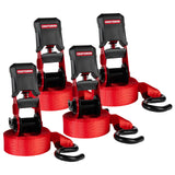 CRAFTSMAN CMXAZBS15004 Black/Red 1 x 12' Ratchet Tie Down Straps - Light/Mid-Weight Duty (1500 lb Break Strength), 4 Pack