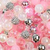 BERMRO 16mm Acrylic Beads 100pcs Pink&Silver Pen Beadable Focal Spacer Bead Chunk Bubblegum Beads for DIY Crafting Necklace Brac