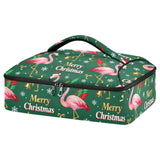 SyXIOP Insulated Casserole Carrier Bag Merry Christmas Pink Flamingos