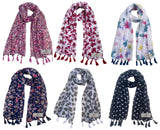 Fusfus WomenS Printed Chiffon Scarves And Stoles, Free Size(Multicolour, Fs2076) Pack Of 6 (Multicolor4)