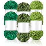 Tondiamo 6 Pack 792 Yards Christmas Velvet Yarn Velvet Chenille Yarn Polyester Blanket Green Lime Green Olive Crochet for Croche