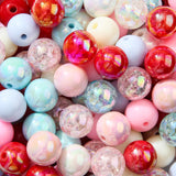 ANCADN 16mm Acrylic Beads Blue&Pink&Red Color Bead 100pcs Pen Bubblegum Beads DIY Beading Hairband Bracelets Necklace Craft for 