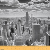 Erosebridal City Skyline Fabric by The Yard,Grey White Waterproof Outdoor Fabric for Kids Boys Girls DIY Art Square Lattice Upho