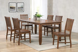 Sunset Trading Simply Brook 7 Piece 72 Rectangular Extendable Table Dining Set | 6 Slat Back Chairs| Amish Brown | Seats 8