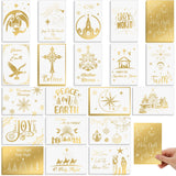 Nuanchu 80 Pcs Religious Christmas Cards Bulk 4 x 6 Inch Peace on Earth Christmas Blessings Postcards Christian Gold Foil Emboss
