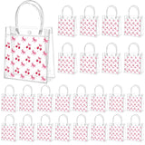 Tioncy 24 Pcs Cherry Party Favor Bags Pink Bow Red Cherries Clear PVC Gift Bags with Handles Candy Treat Basket for Little Cutie