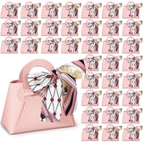 Abbylike 36 Pcs PU Leather Purse Gift Bags with Handles Ribbon Purse Party Favor Bags for Baby Showers Birthday Wedding Candy (P