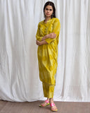 Gosriki Women'S Rayon Viscose Anarkali Printed Kurta With Pant (Bazooka Yellow-Gs_M_Yellow_Medium),Yellow,,B0DX28TYBY