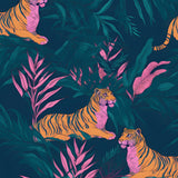 BOKEBEVE Tiger Wallpaper Peel and Stick Jungle Tropical Contact Paper Vintage Renter Friendly Wall Paper for Drawer Bedroom Bath