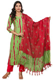 Gosriki Women'S Rayon Blend Straight Printed Kurta With Pant & Dupatta (Sibori-Methi-Tgd-Gs_L_Green_Large),Green,,B0CGTV2CFK