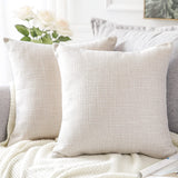 Otostar Linen Super Small Size Throw Pillow Covers Set Of 2 Decorative Square Pillowcases Cushion Covers 14X14 Inch For Home Decor Sofa Bedroom Car 35 X 35 Cm Beige -Like New