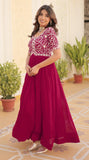 Wedani Georgette Embroidered Long Gown For Women Pink,PINK,L,Georgette,anarkali,