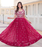 Fashion Basket Pink Anarkali Kurta Set With Embroidered Work For Women (In, Alpha, S, Regular, Standard, Pink)