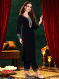 Libas Womens Yoke Design Velvet Straight Kurta With Trousers And Dupatta As Shown Xs