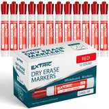 EXTRIC Red Dry Erase Markers, 12 Count Whiteboard Markers Chisel Tip, White Board Marker Dry Erase, Low Odor Chisel Tip Erasable