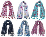 Fusfus WomenS Printed Chiffon Scarves And Stoles, Free Size(Multicolour, Fs2195) Pack Of 6 (Multicolor1)