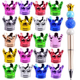 Forcal Beads for Pens,60pcs Acrylic 3D Crown Focals Beads Bulk for Beadable Pens Keychain Making Cute DIY Jewelry Supplies for T