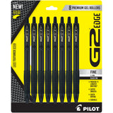 Pilot, G2 Edge Premium Gel Roller Pens, Fine Point 0.7 mm, Black, Pack of 8