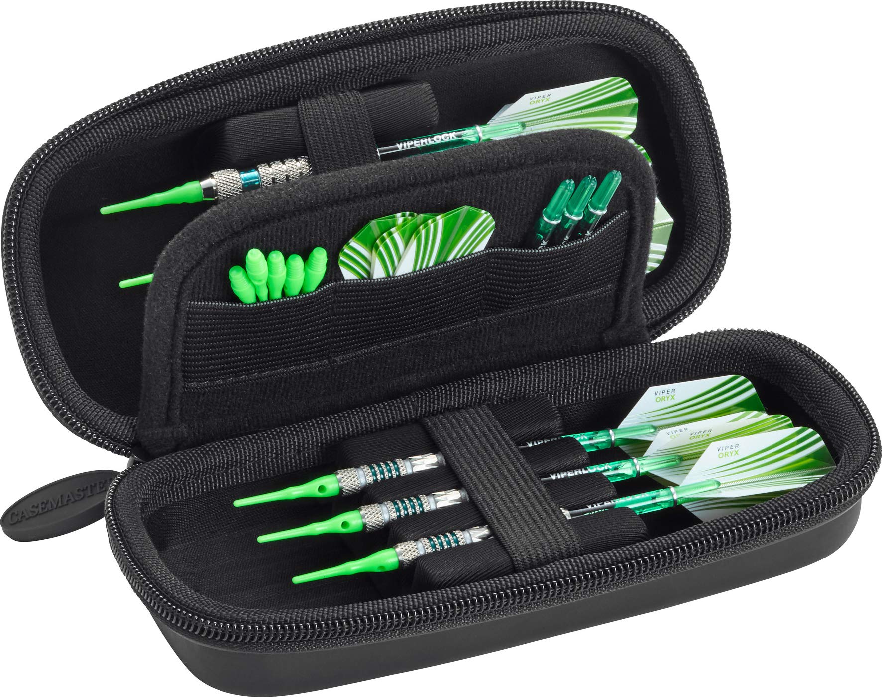 Casemaster Sentry 6 Dart Case Slim, Holds Extra Accessories, Tips, Shafts And Flights, Compatible With Steel And Soft Tip Darts, Impact & Water Resistant Tactech Shell, Black Zipper