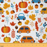 Autumn Harvest Fabric by The Yard,Red Maple Leaves Upholstery Fabric,Country Rustic Farmhouse Decorative Fabric Sofa Chair,White