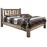 Montana Woodworks Woodworks Homestead Collection Full Platform Bed, Stain And Clear Lacquer Finish With Laser Engraved Bronc Des
